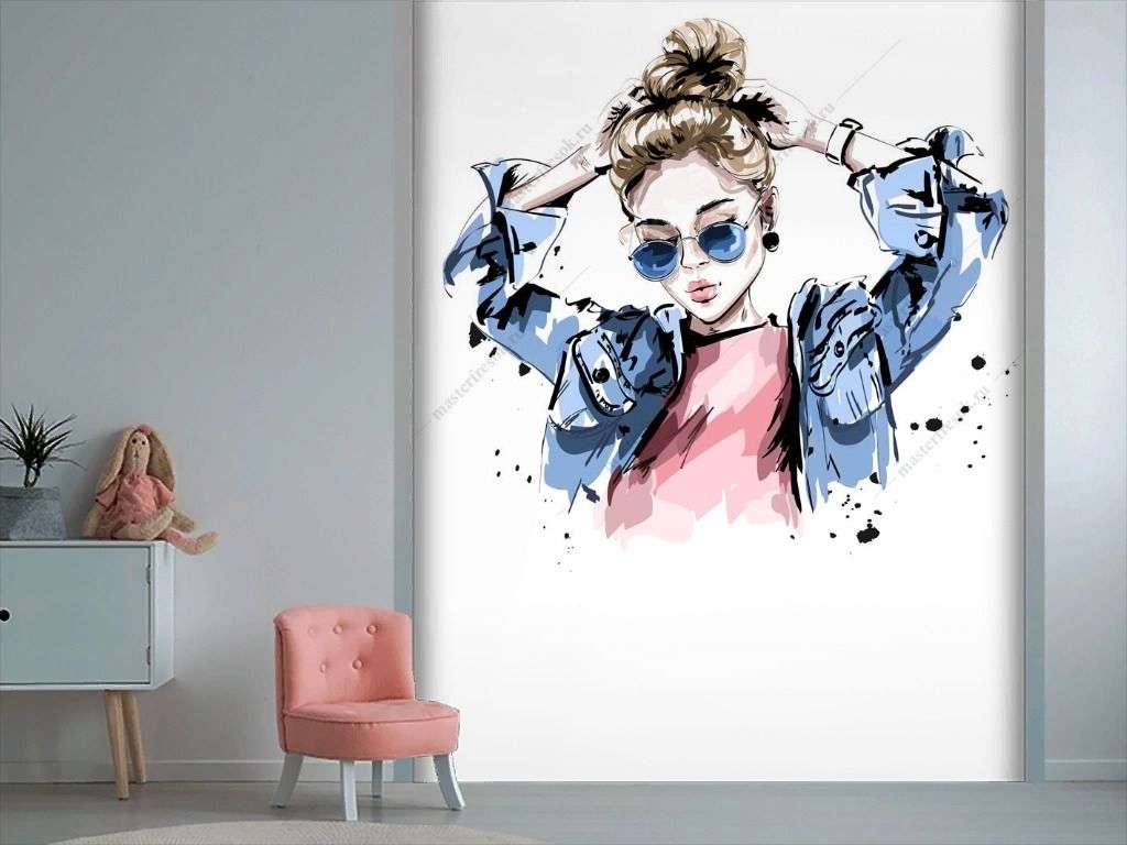 Фотообои в интерьере стильная девочка  14-275 фото