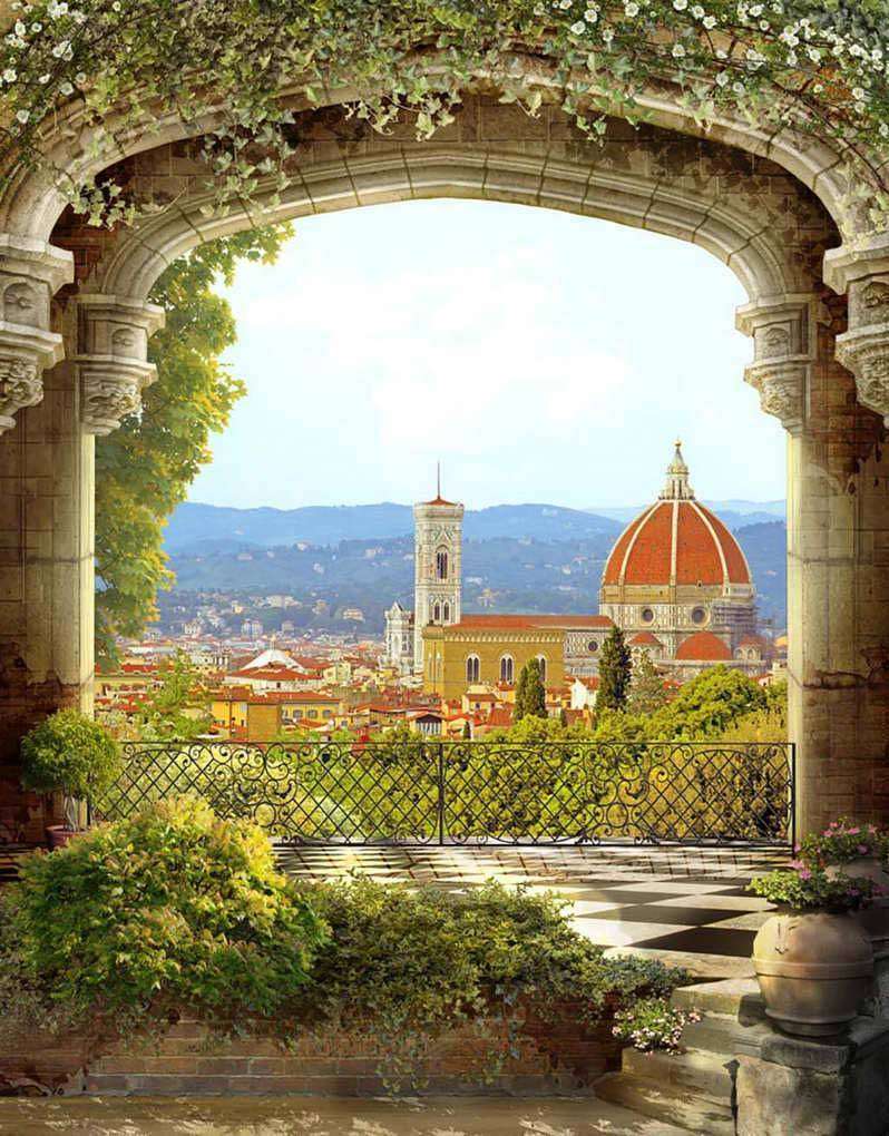 Фотообои в интерьере арка с видом на флоренцию  17-0071 фото