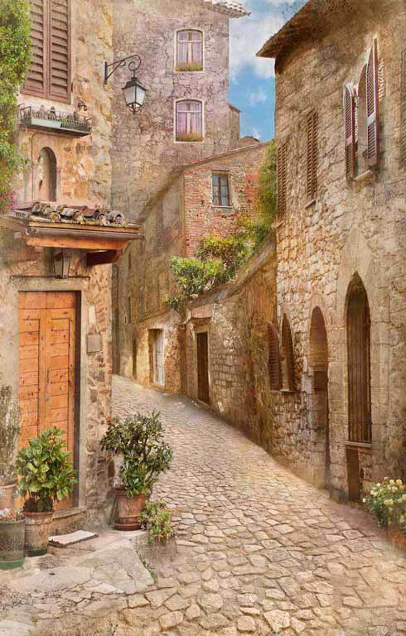 Фотообои в интерьере старинная улочка с фонарем  11-186 фото