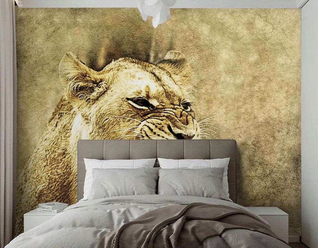 Фотообои в интерьере львица  9-2063 фото