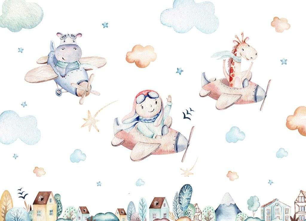 Фотообои в интерьере зверята на самолете  14-092 фото