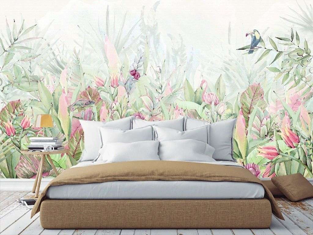 Фотообои в интерьере в спальню цветы яркие  9-2007 фото