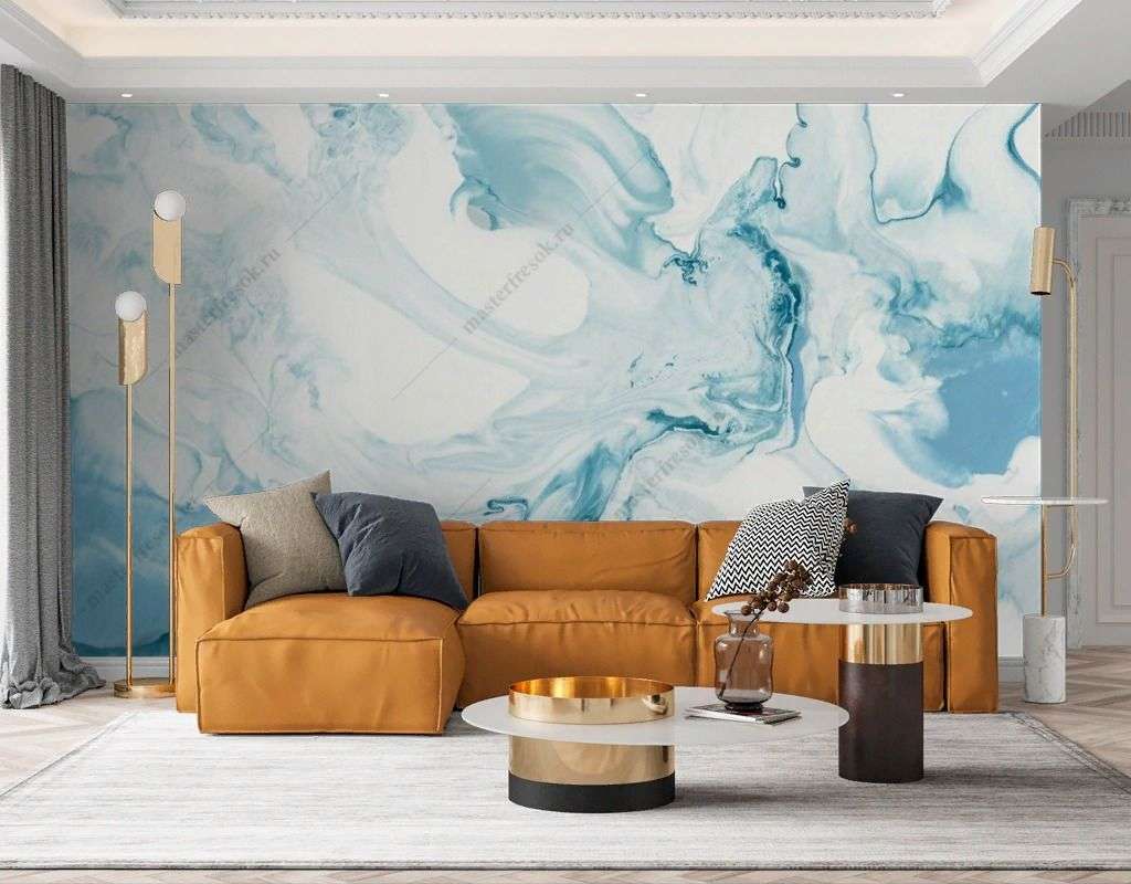 Фотообои в интерьере голубой градиент  9-1662 фото