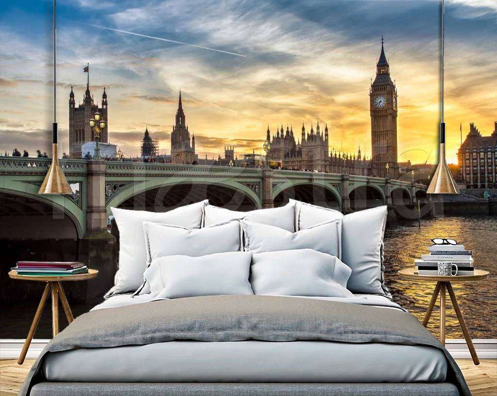 Фотообои в интерьере пленительный рассвет в лондоне  9-523 фото