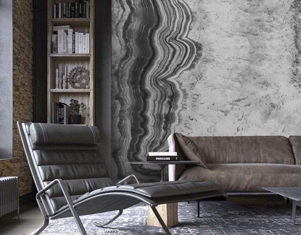 Фотообои в интерьере срез камня ч/б  9-1835 фото