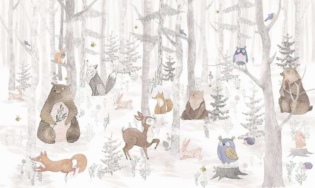 Фотообои в интерьере в детскую: утро в лесу   12-1603 фото