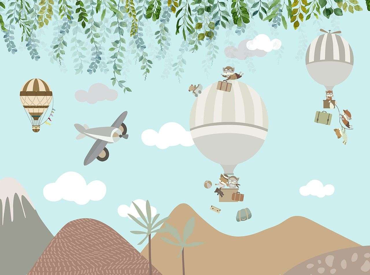 Фотообои в интерьере воздушные шары в детскую  14-494 фото