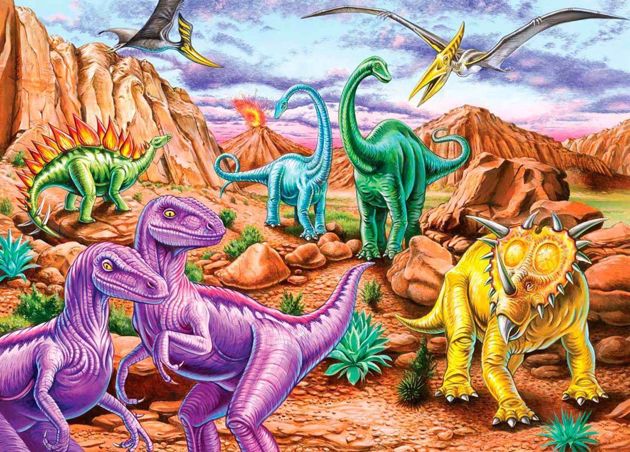 Фотообои в интерьере динозавры в горах  8-303 фото