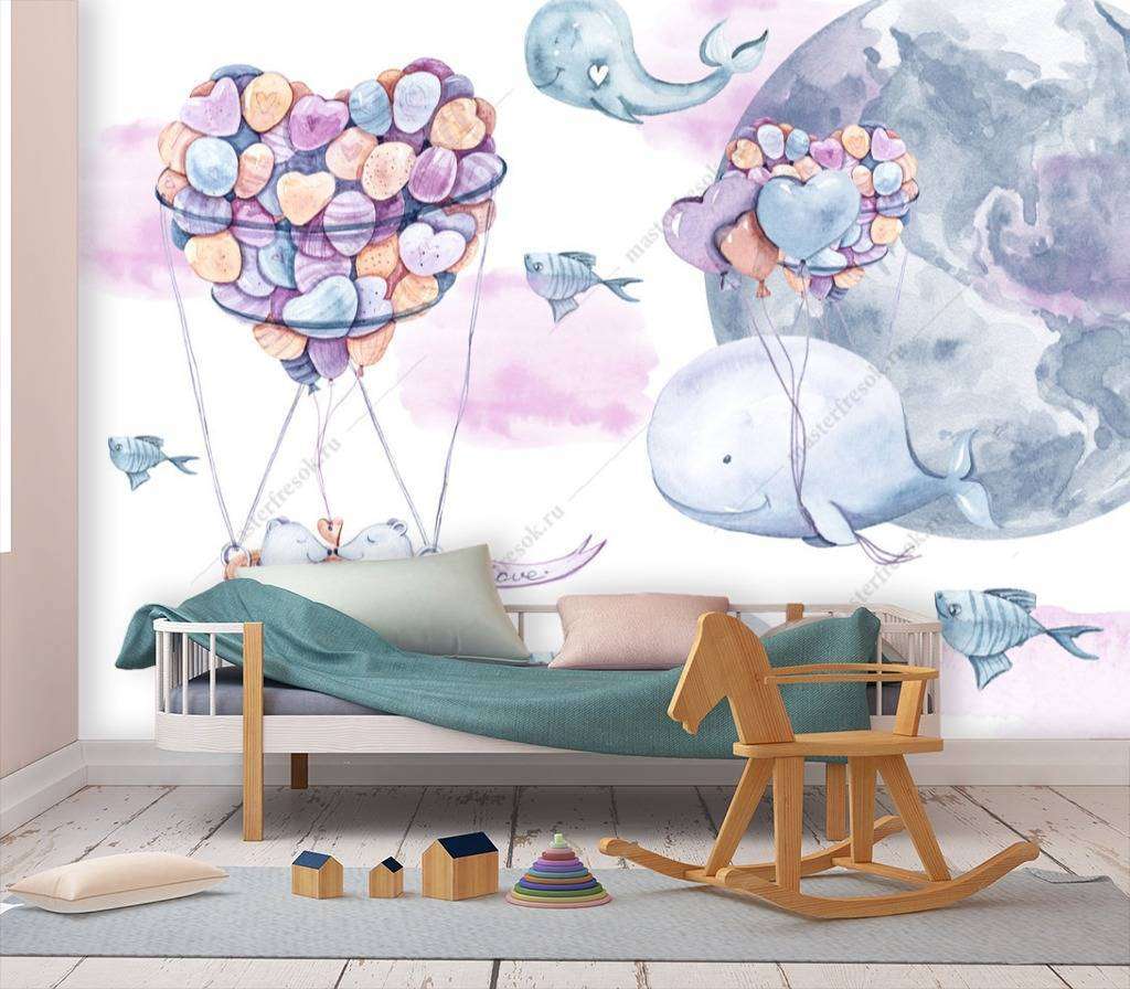 Фотообои Киты и воздушный шар  12-797