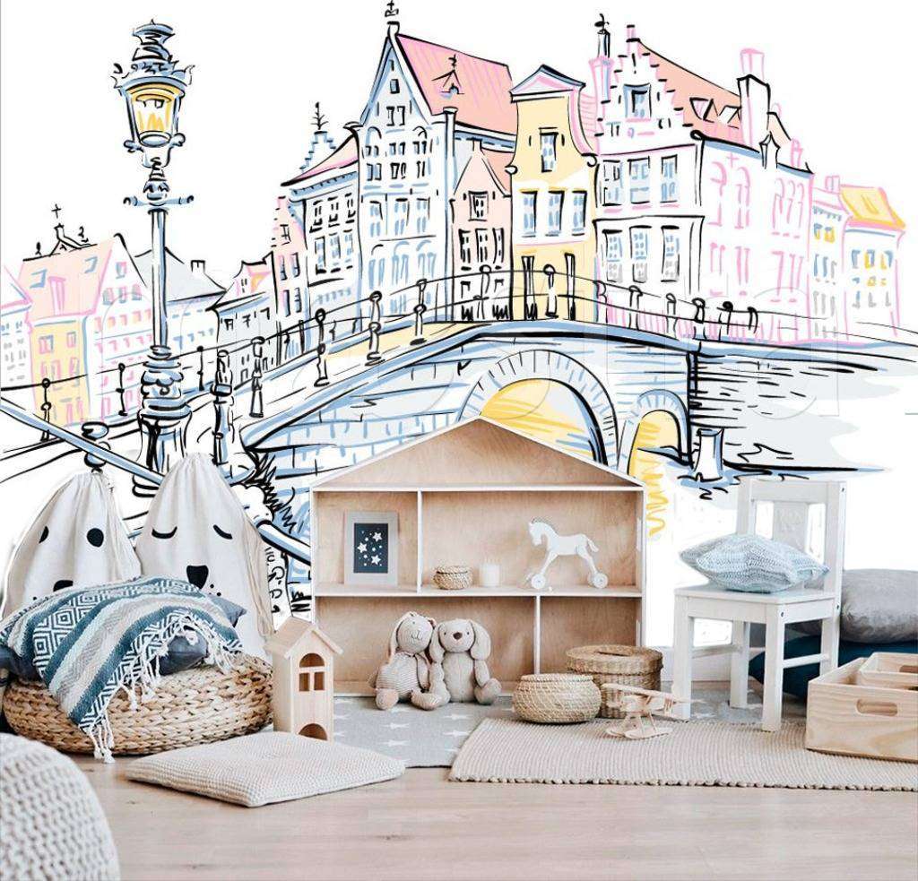 Фотообои в интерьере набережная графика  12-496 фото