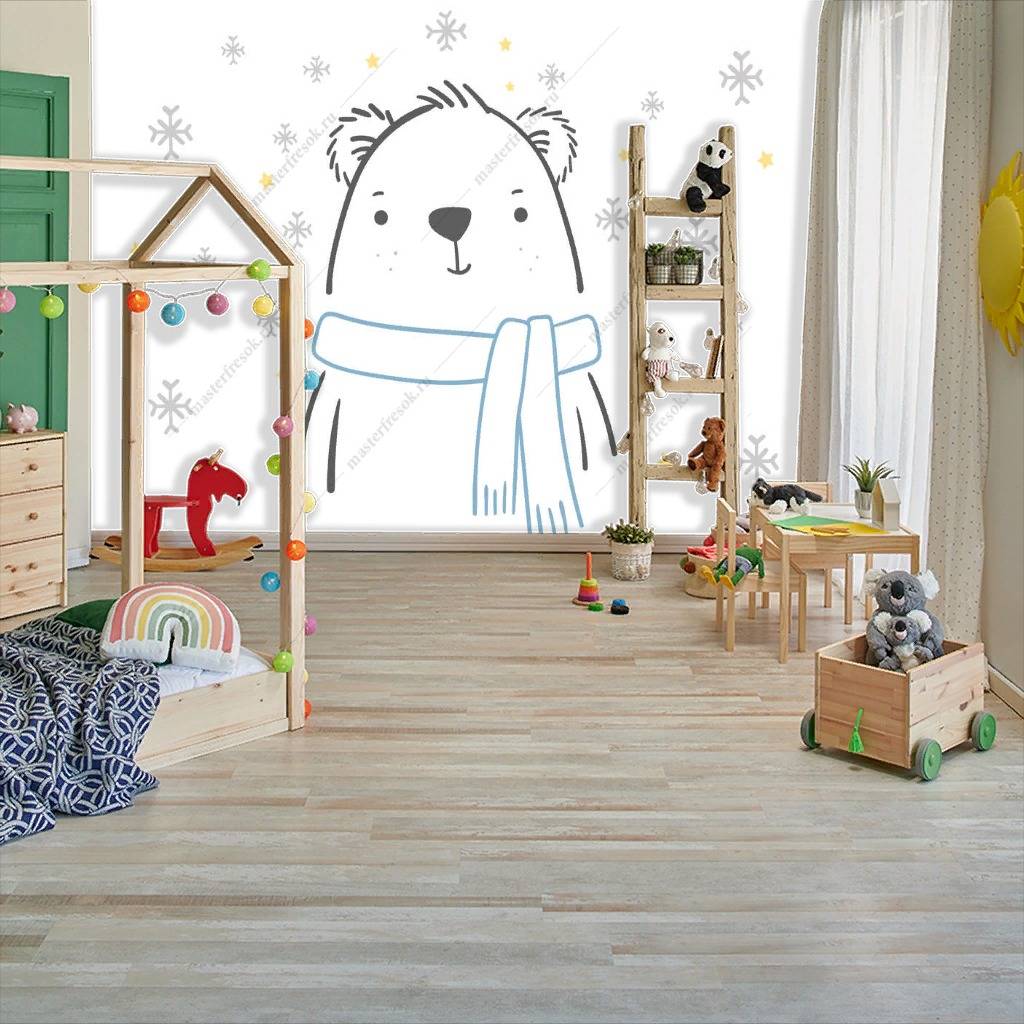 Фотообои Мишка в снежинках  12-881