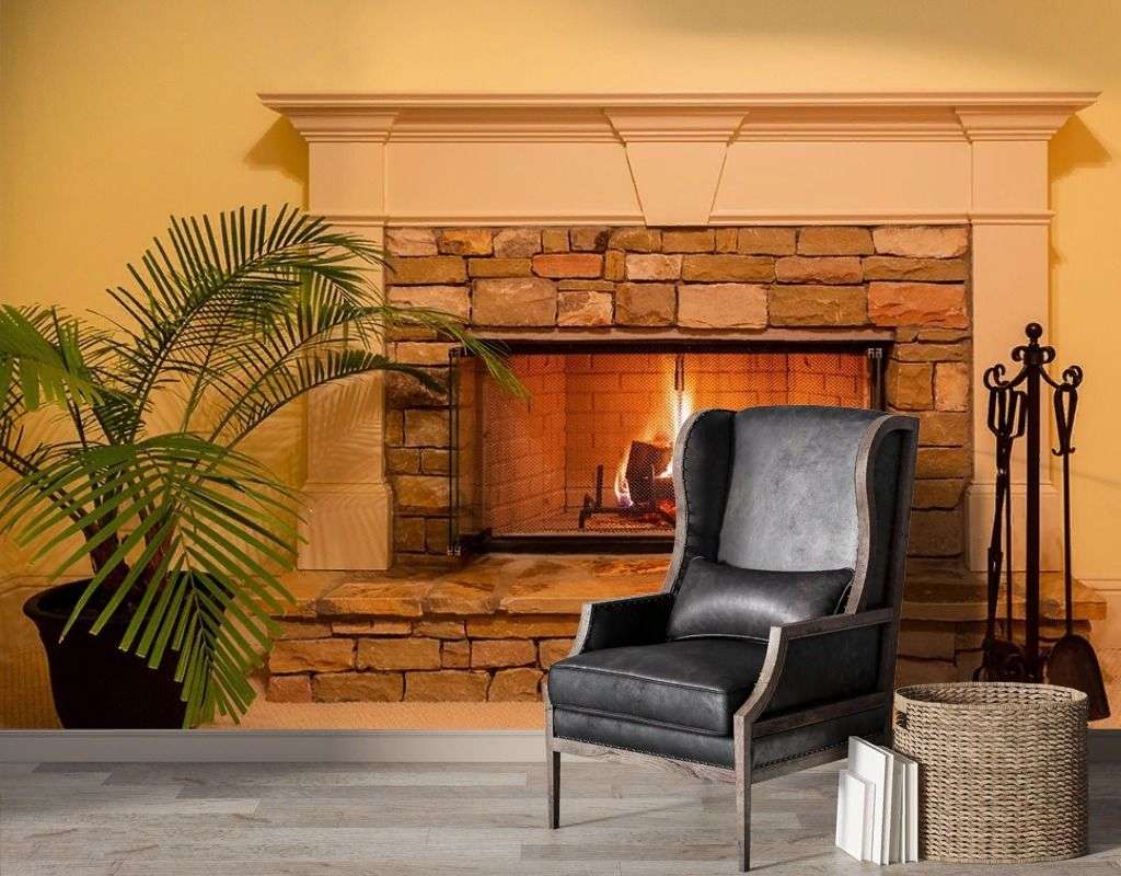 Фотообои в интерьере камин 3д  9-2013 фото