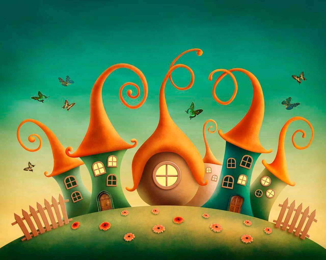 Фотообои в интерьере домики гномиков  12-353 фото