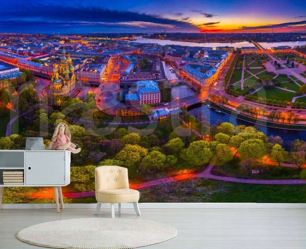 Фотообои Питер в ночных огнях  9-680