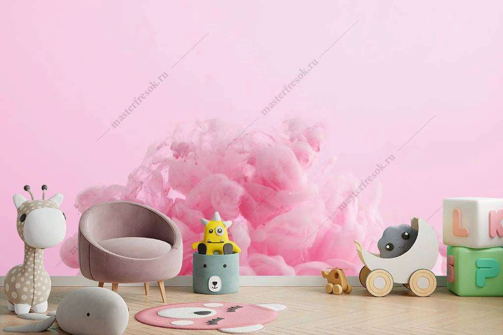 Фотообои в интерьере розовые облака  9-1146 фото