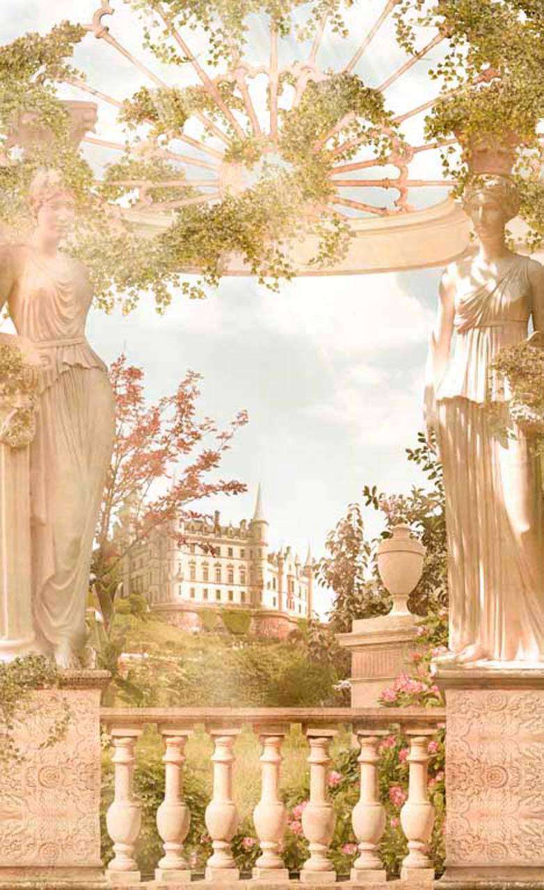 Фотообои в интерьере бежевый классический сюжет  11-181 фото