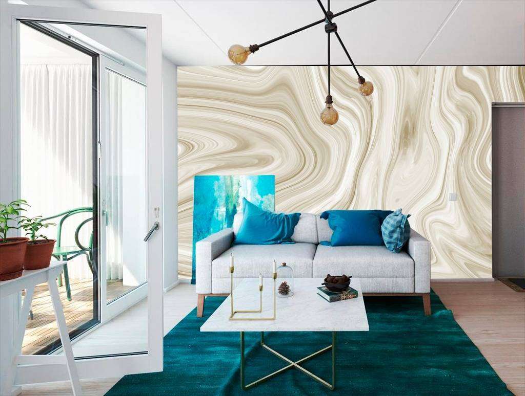 Фотообои в интерьере флюид арт - мрамор золотистый  9-946 фото