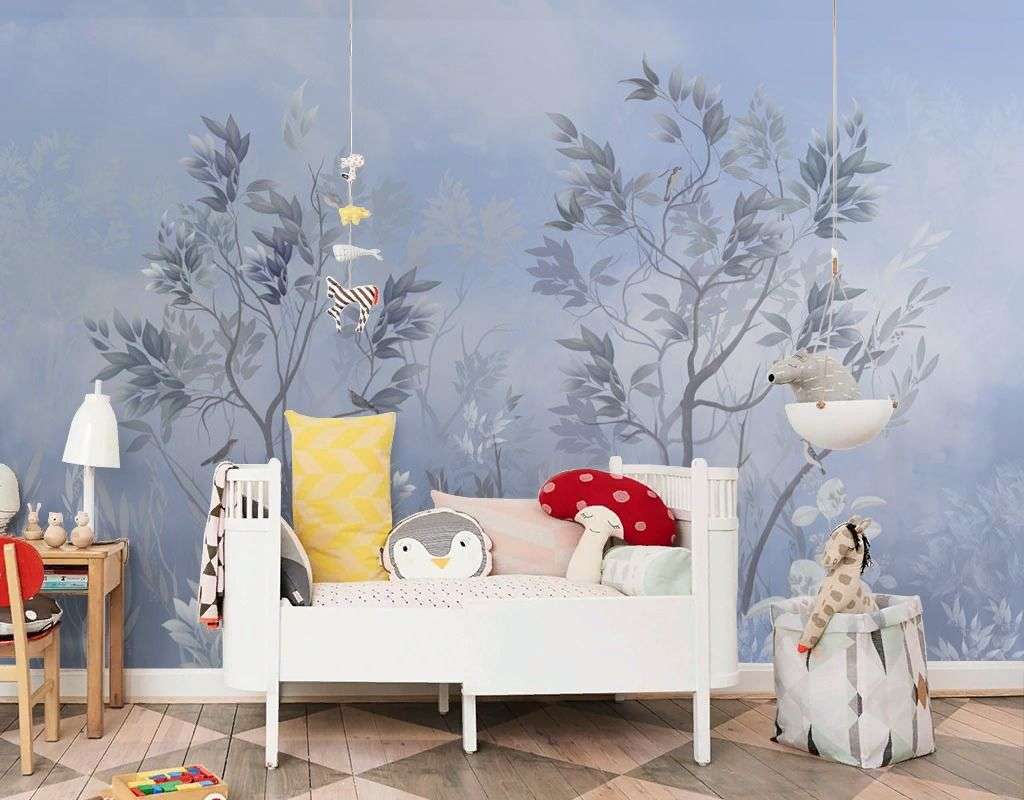 Фотообои в интерьере в спальню ореховые деревья   13-662 фото