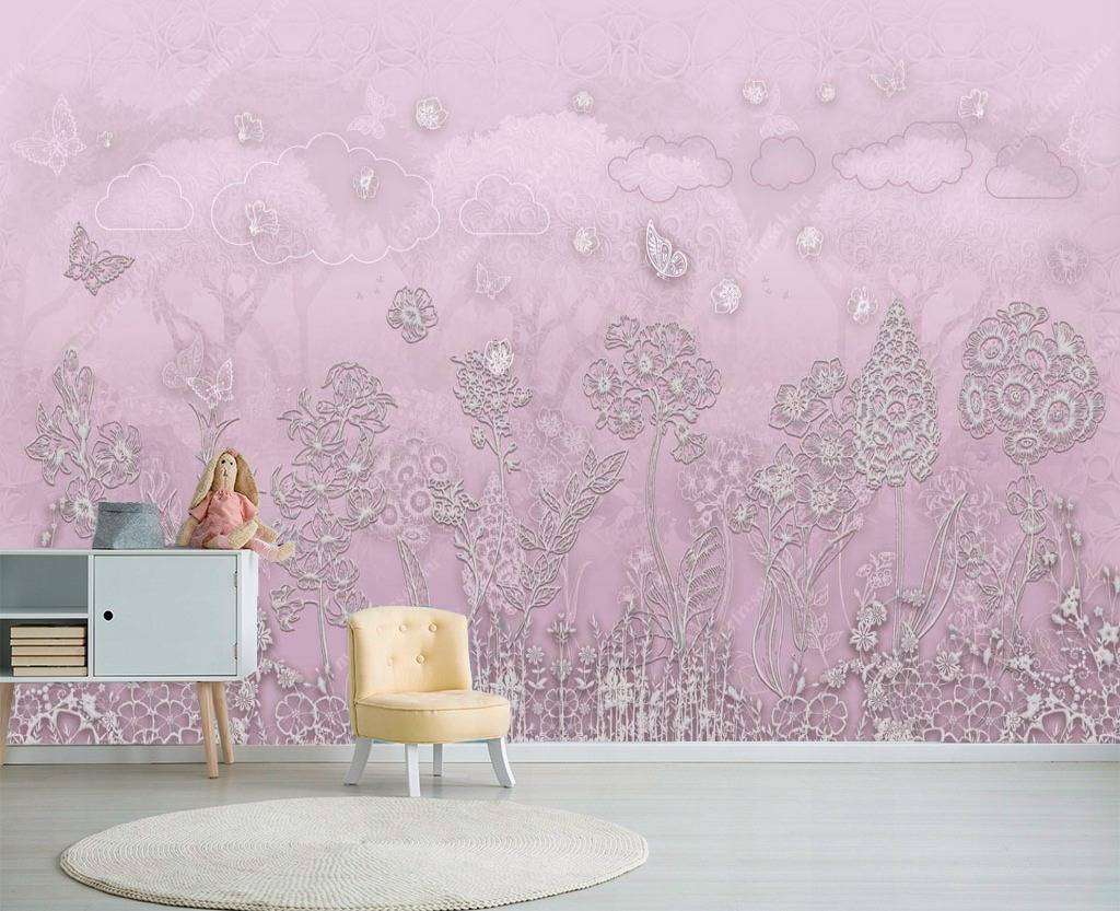 Фотообои в интерьере сиреневое поле  13-117 фото