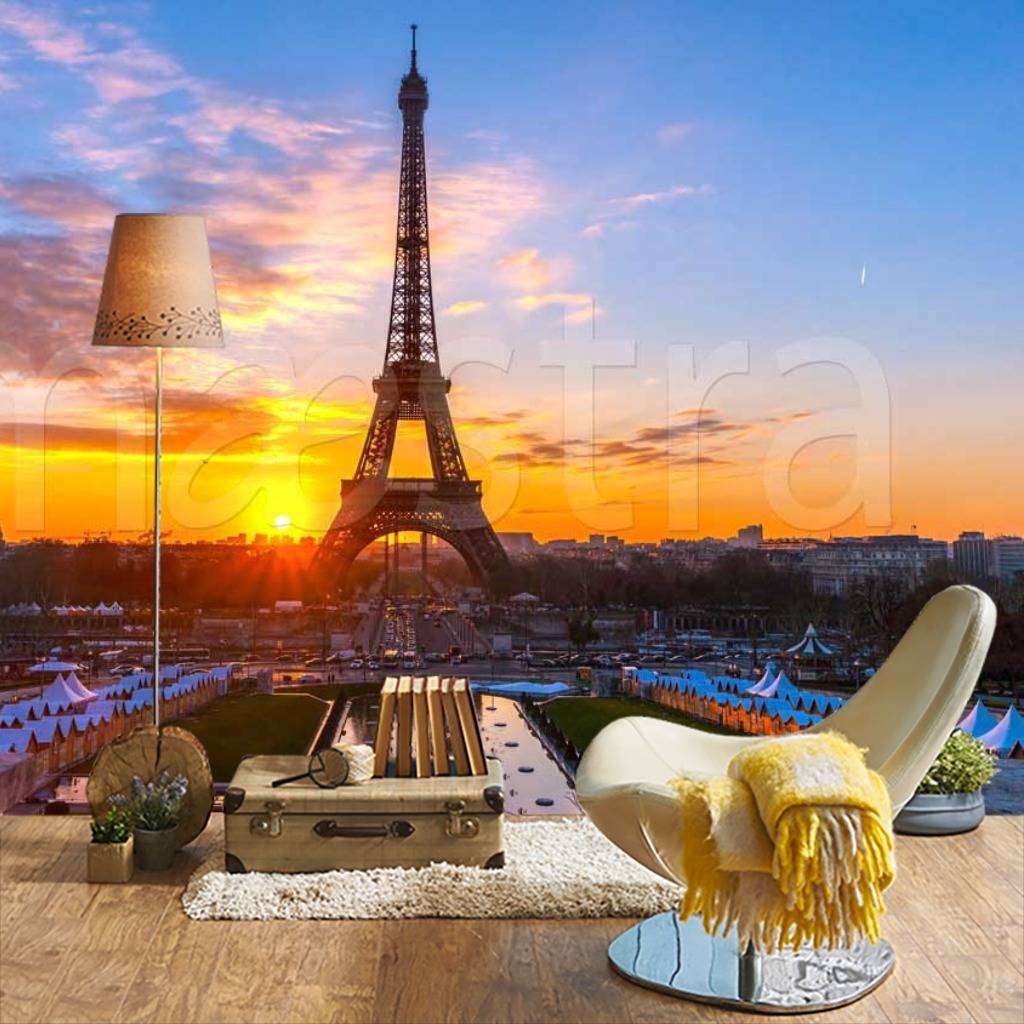 Фотообои Париж вечерний, вид на эйфелеву башню  9-766