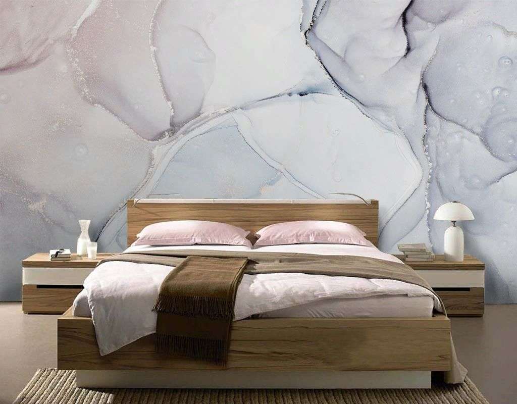 Фотообои в интерьере мрамор светло-голубой  9-2048 фото