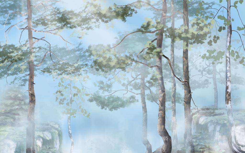 Фотообои в интерьере пейзаж суйбокуга  13-287 фото