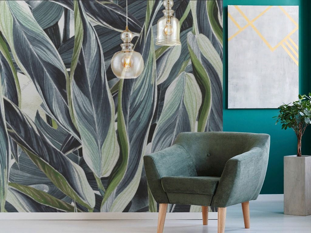 Фотообои Зелёные листья хосты  9-1664