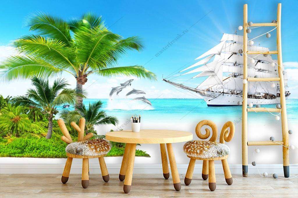 Фотообои в интерьере пляж белый  12-961 фото