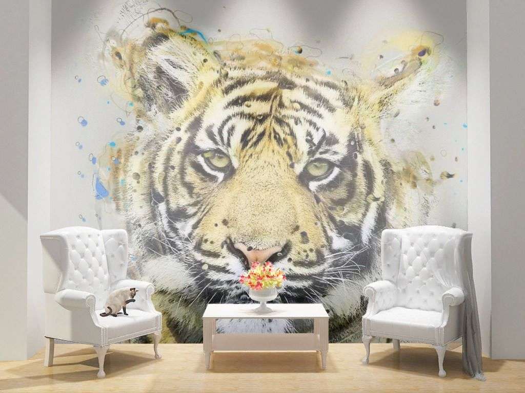 Фотообои в интерьере портрет тигра  17-4294 фото