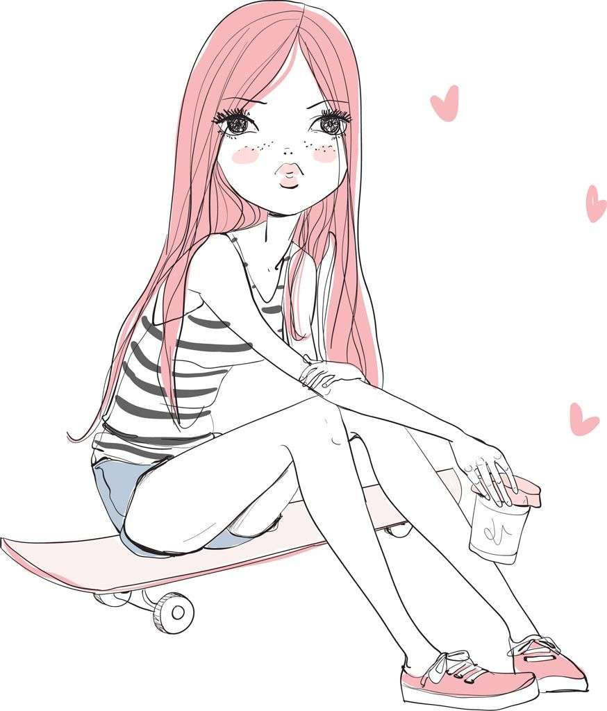 Фотообои в интерьере девочка на скейте  12-1254 фото