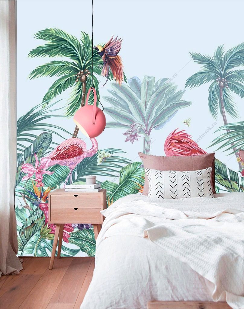 Фотообои фламинго в джунглях   12-1589