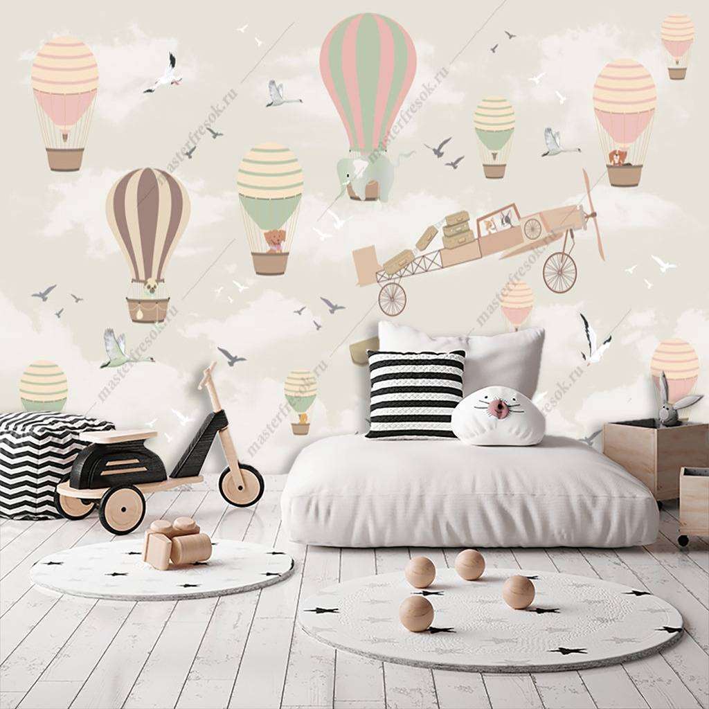 Фотообои в интерьере самолет и воздушный шар  12-959 фото