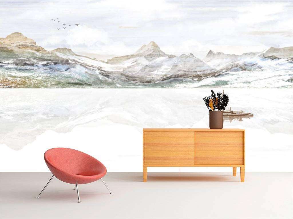 Фотообои в интерьере горы в отражении  15-664 фото