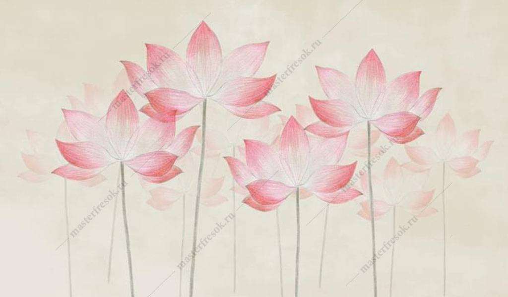 Фотообои в интерьере розовый цветок лотоса  15-966 фото