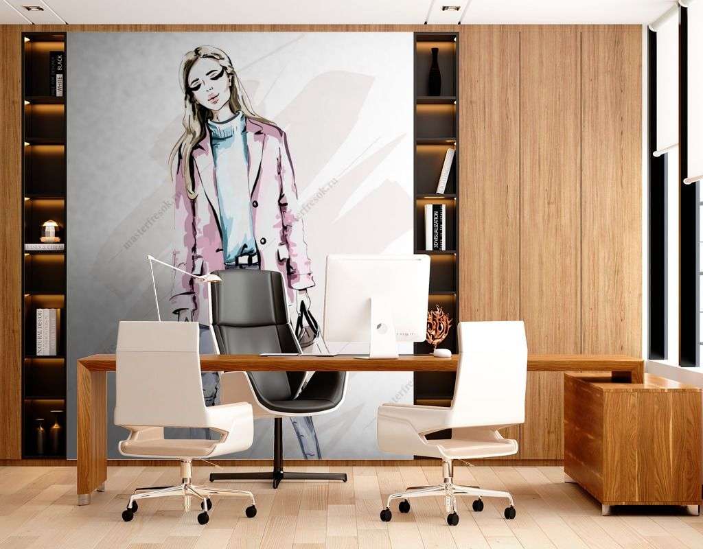 Фотообои в интерьере девушка с сумочкой  12-1379 фото