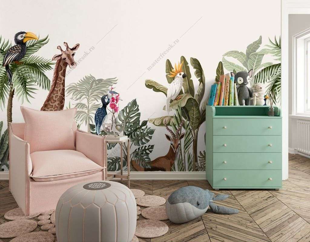 Фотообои в интерьере звери тропиков  12-1393 фото