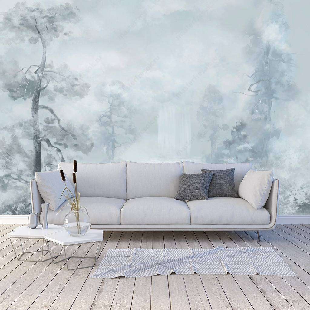 Фотообои Бесшовные обои на стену:  Лес в тумане. Артикул: 13-243  