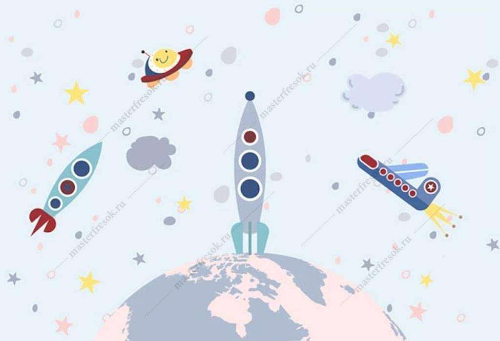 Фотообои в интерьере ракеты в космосе  16-025 фото