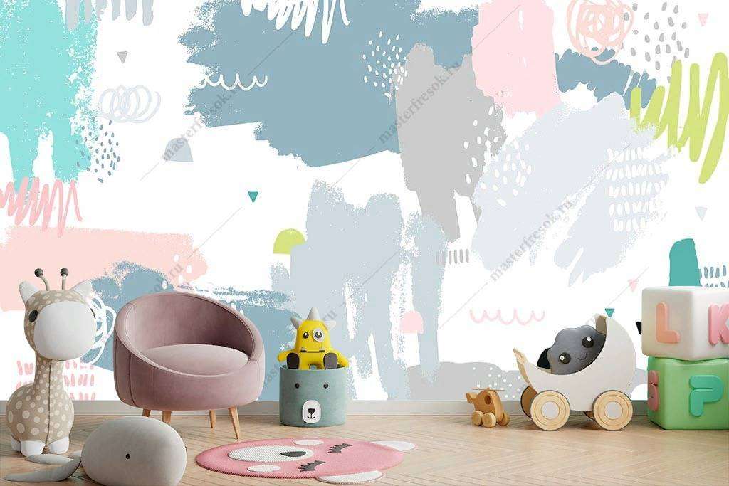 Фотообои в интерьере цветная абстракция  9-1128 фото