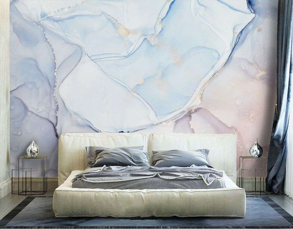 Фотообои в интерьере мрамор голубой  9-2042 фото