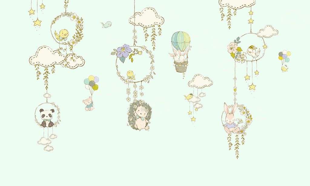 Фотообои в интерьере детские. ловец снов и животные  12-1619 фото