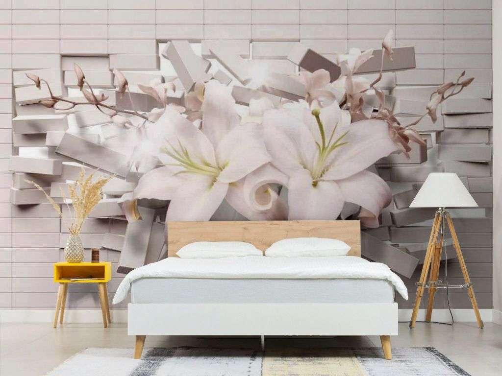 Фотообои в интерьере нежная лилия 3д  17-7175 фото