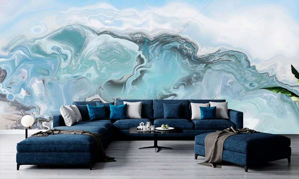 Фотообои в интерьере флюид бирюзовый  13-375 фото
