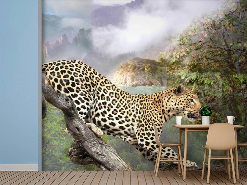 Фотообои Леопард на охоте  3-077