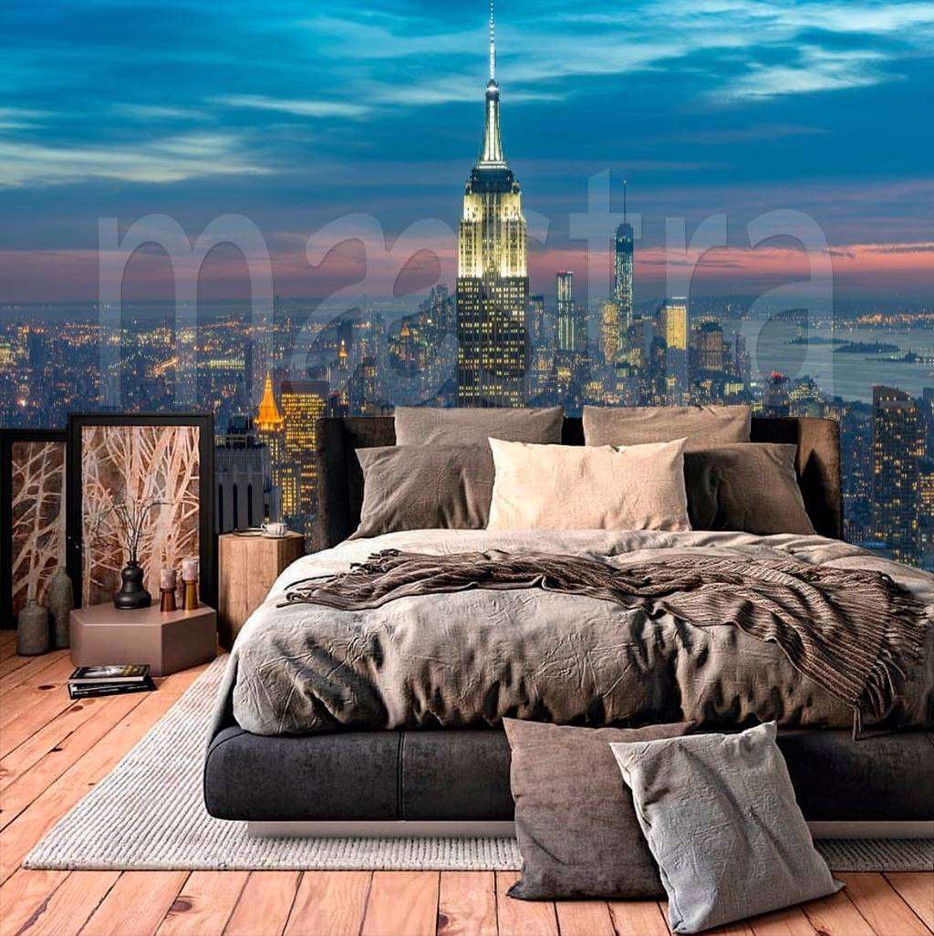 Фотообои в интерьере ночной нью йорк красивый  9-837 фото