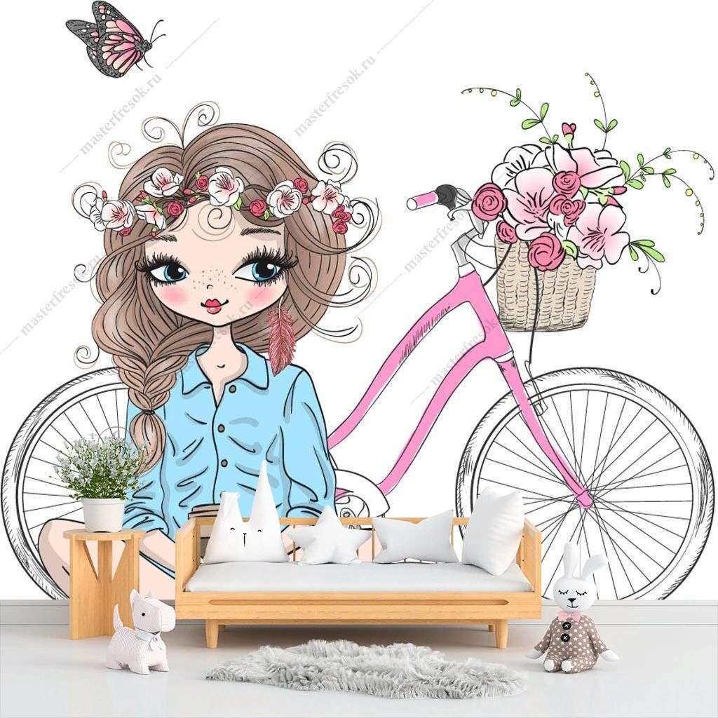 Фотообои в интерьере прогулка на велосипеде  12-1244 фото