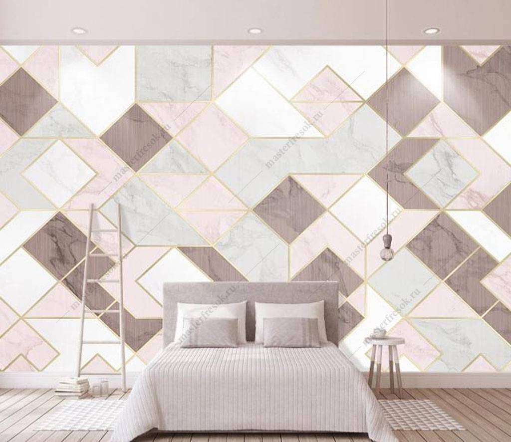 Фотообои в интерьере геометрия-ромбики  16-136 фото