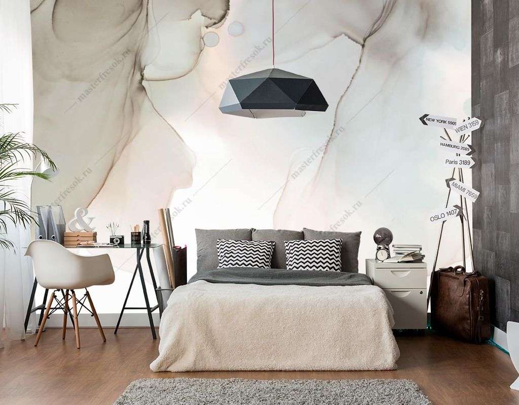 Фотообои в интерьере флюид в светлых тонах  9-1544 фото