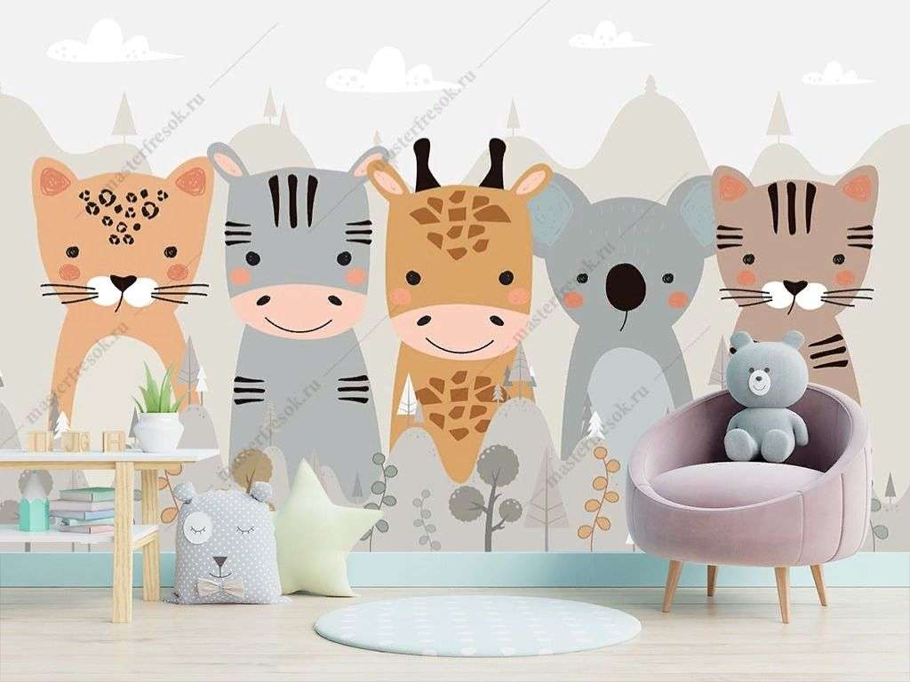 Фотообои в интерьере милые животные  14-317 фото