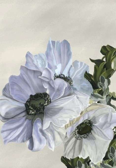 Фотообои в интерьере анемоны на светлом фоне  14-789 фото